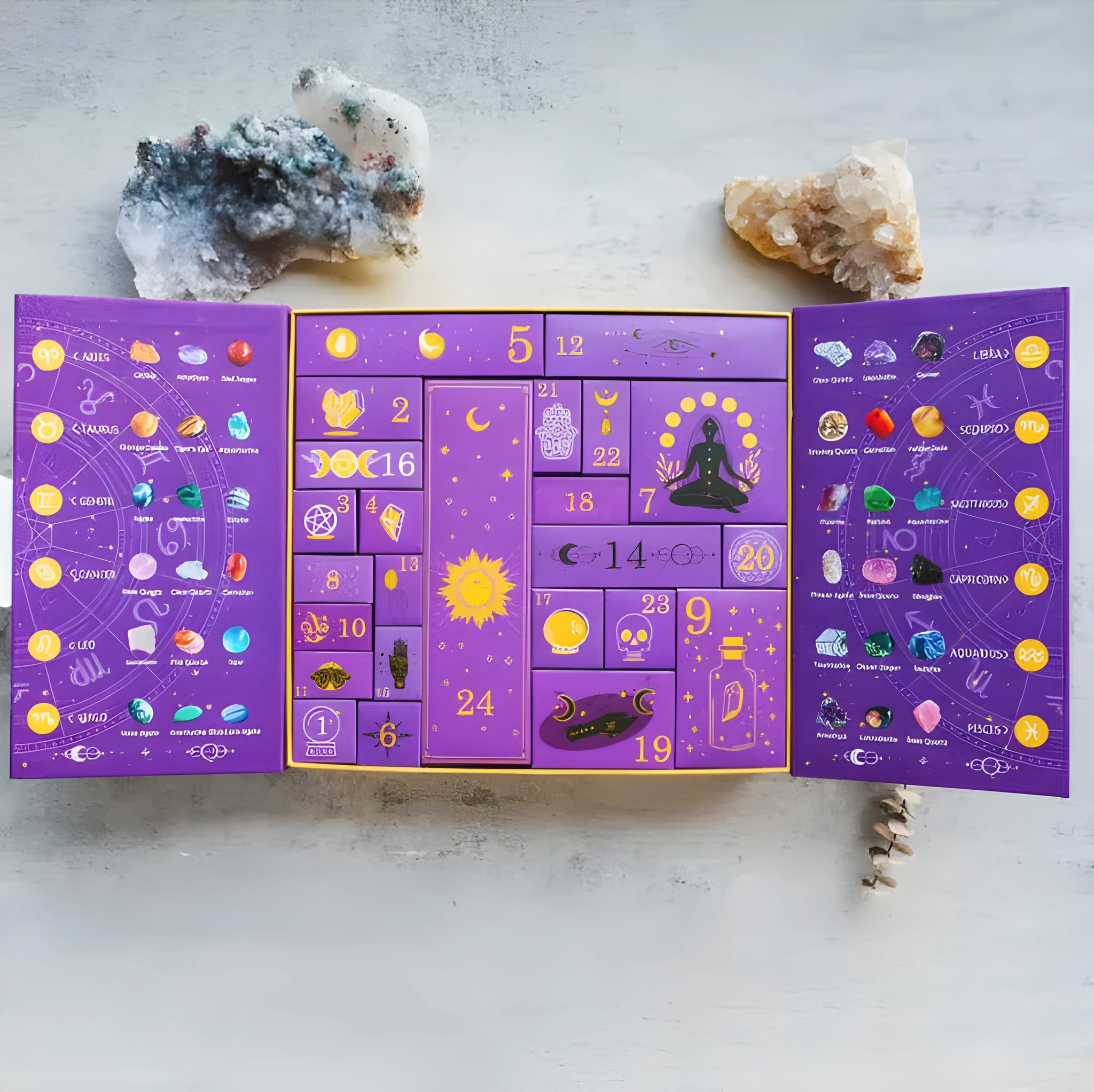 Paper Halloween countdown gift box measuring 33.5cm by 30.5cm with crystal design