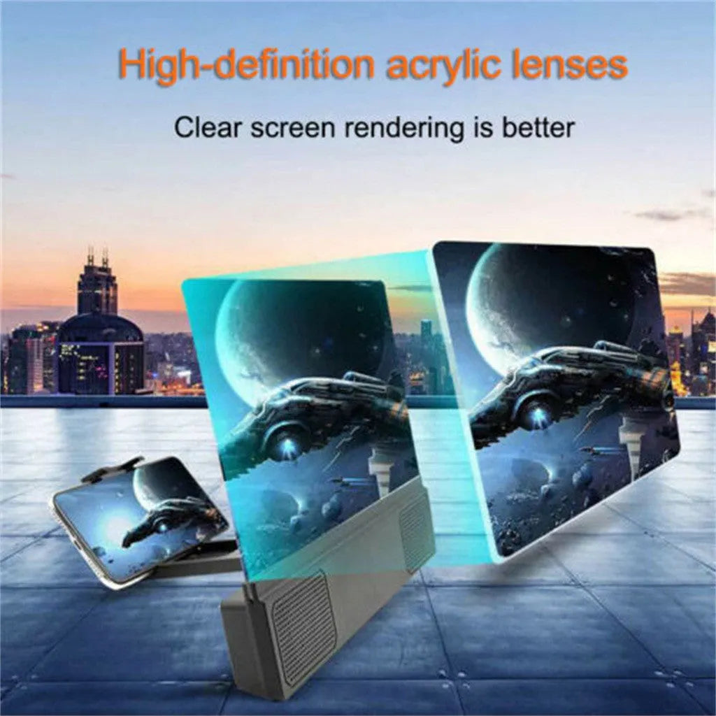 12-inch foldable mobile phone screen amplifier with speaker and flexible gooseneck stand