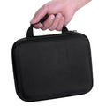 Red EVA essential oil storage bag with 30 compartments for 15ml bottles, shown with zipper closed