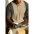 Men's short sleeve business commute top in khaki colour with four-size Asian fit options