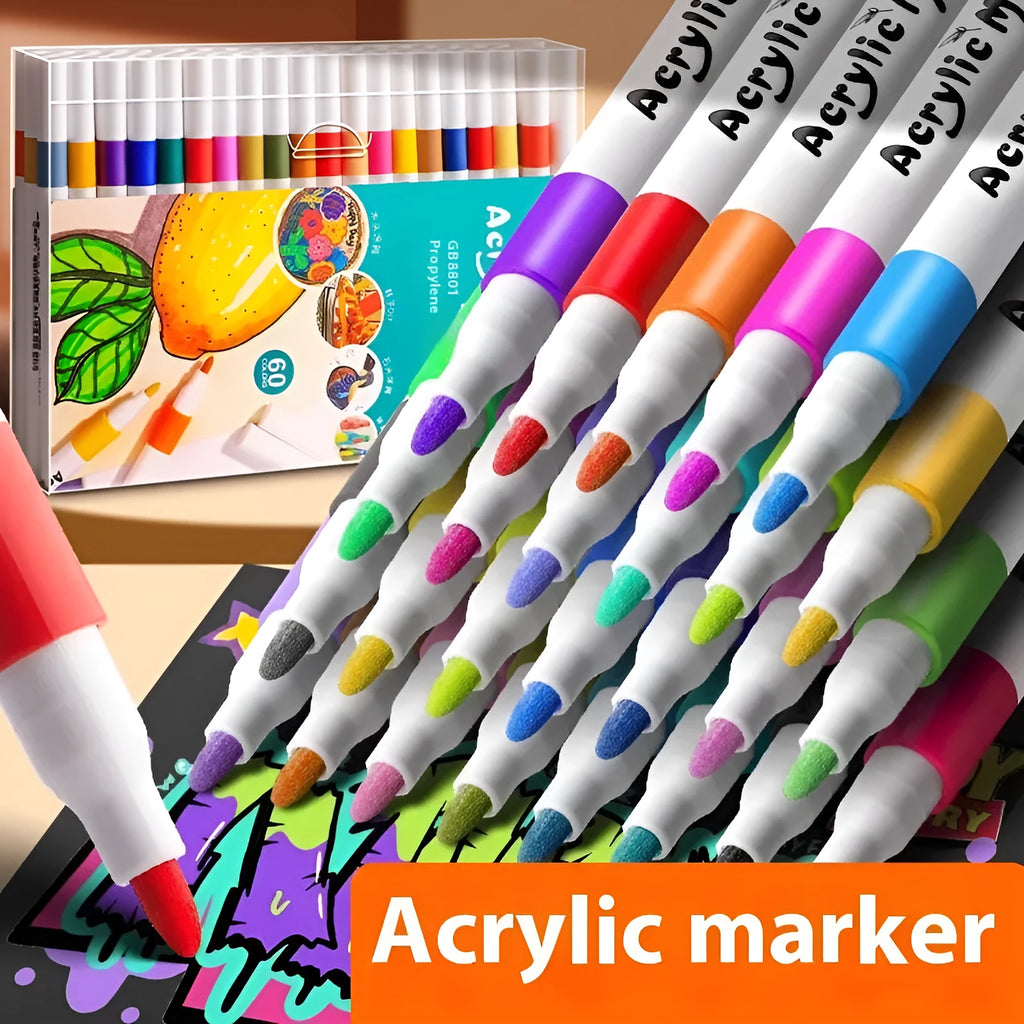 True Colour acrylic marker pen sets in multicolour box, available in packs of 12, 24, 36, 48, 60, or 80 colours for students.