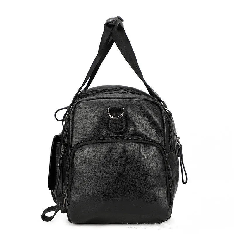 Black large capacity travel bag for shoes and trainers with dimensions 52cm by 19cm by 27cm.