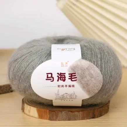 Mohair wool ball for DIY scarf kit with 34 colour options including white, grey, pink and blue