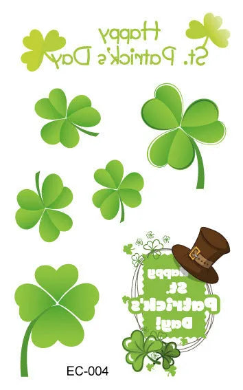 Irish festival flag tattoo sticker paper with clover design measuring 120x75mm for children's face decoration