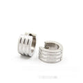 Geometric three-line frosted earrings in titanium steel with electroplated black, gold, or steel finish
