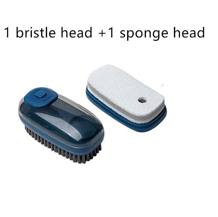 Automatic liquid cleaning brush with ergonomic grip for shoes and laundry cleaning