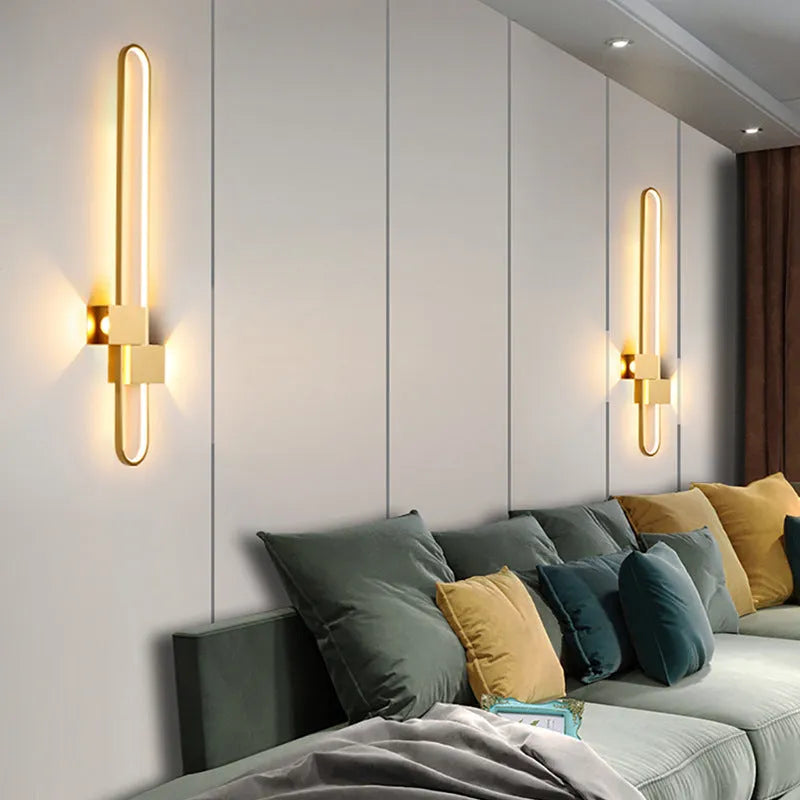 Round modern minimalist wall lamp with iron shade and warm LED light