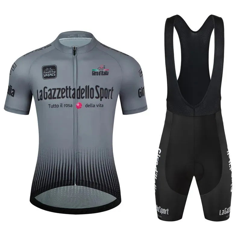 Men's patterned cycling suit with short sleeves for road biking in summer