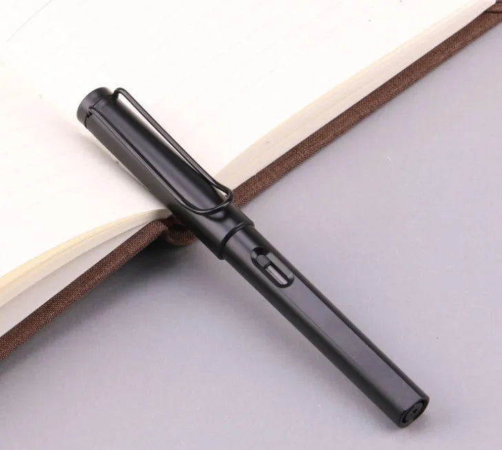 Fountain pen with frosted ink bag in black or blue, showing 0.38mm and 0.5mm nib options