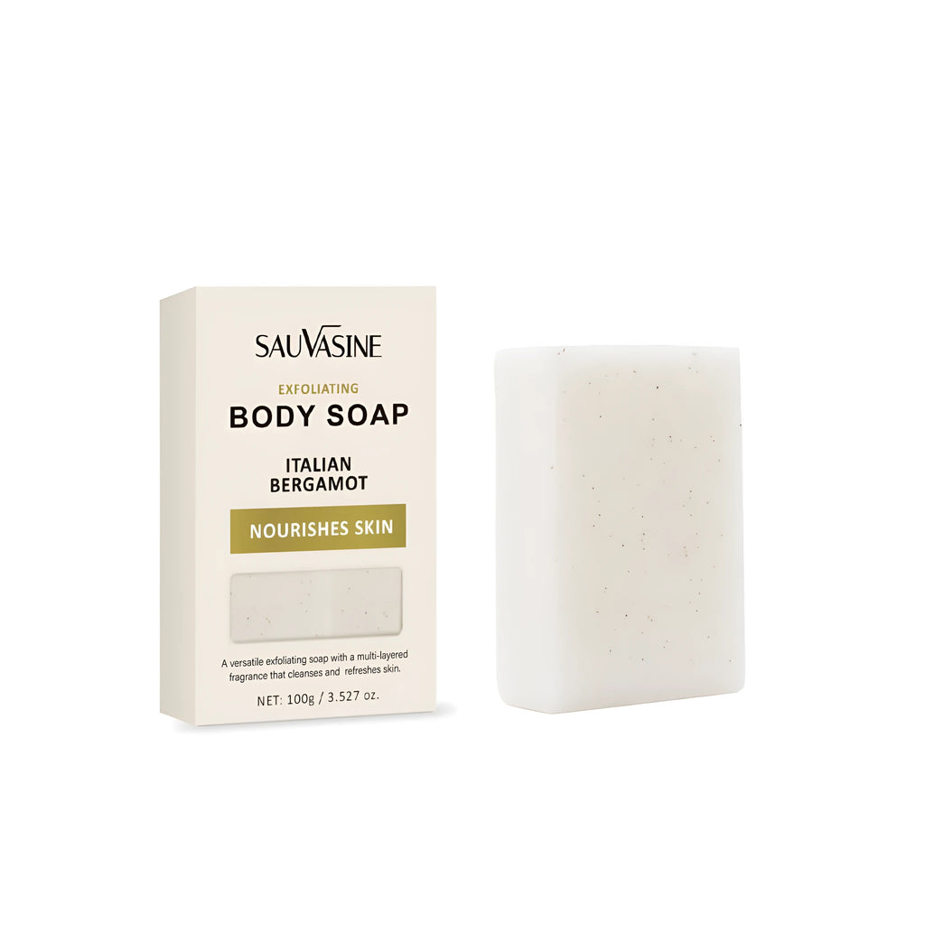 Manual exfoliating body soap bar with moisturising properties for adult skincare