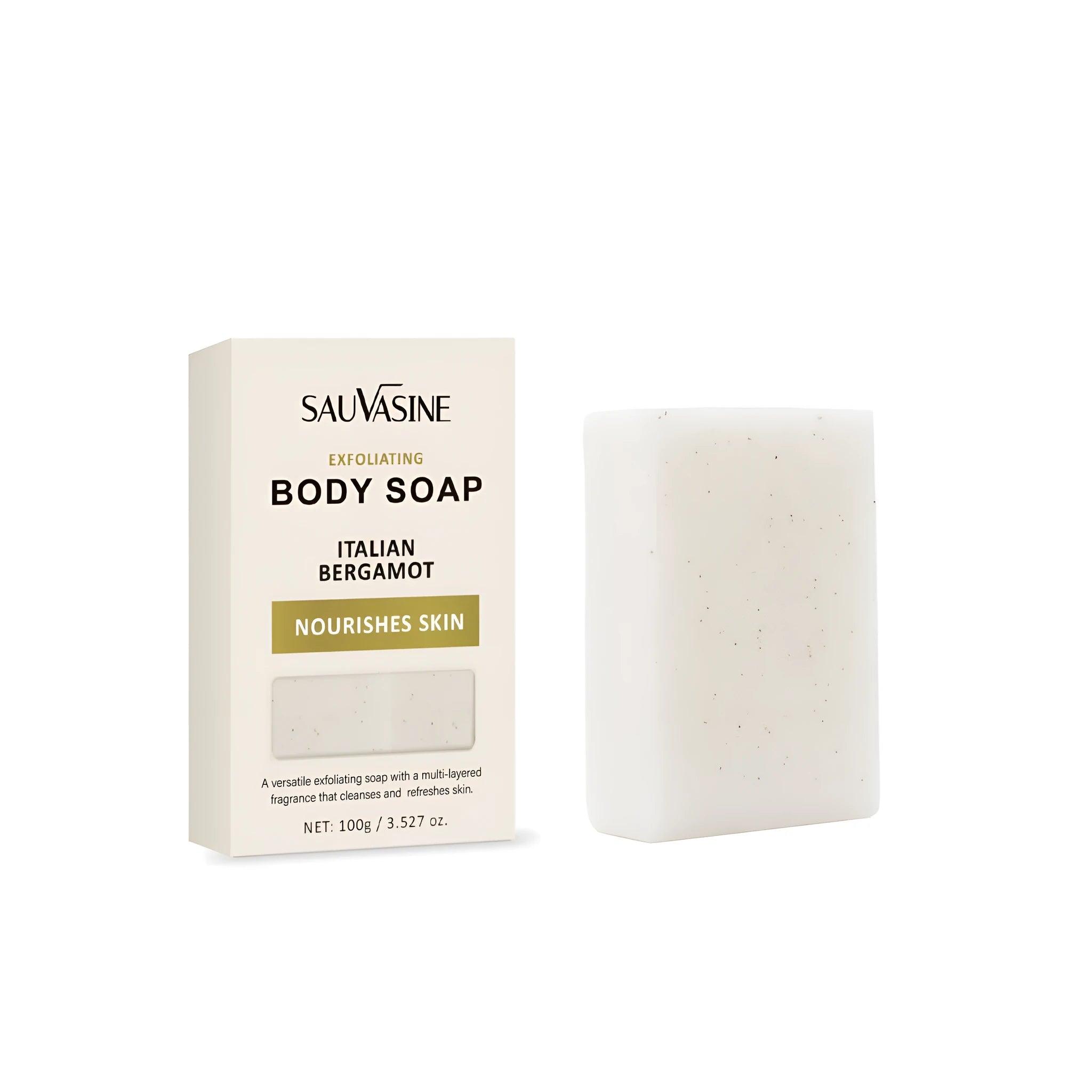 Manual exfoliating body soap bar with moisturising properties for adult skincare