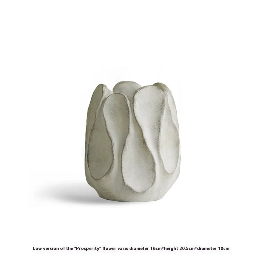 Irregular shaped ceramic vase in magnesium clay for flower arrangements