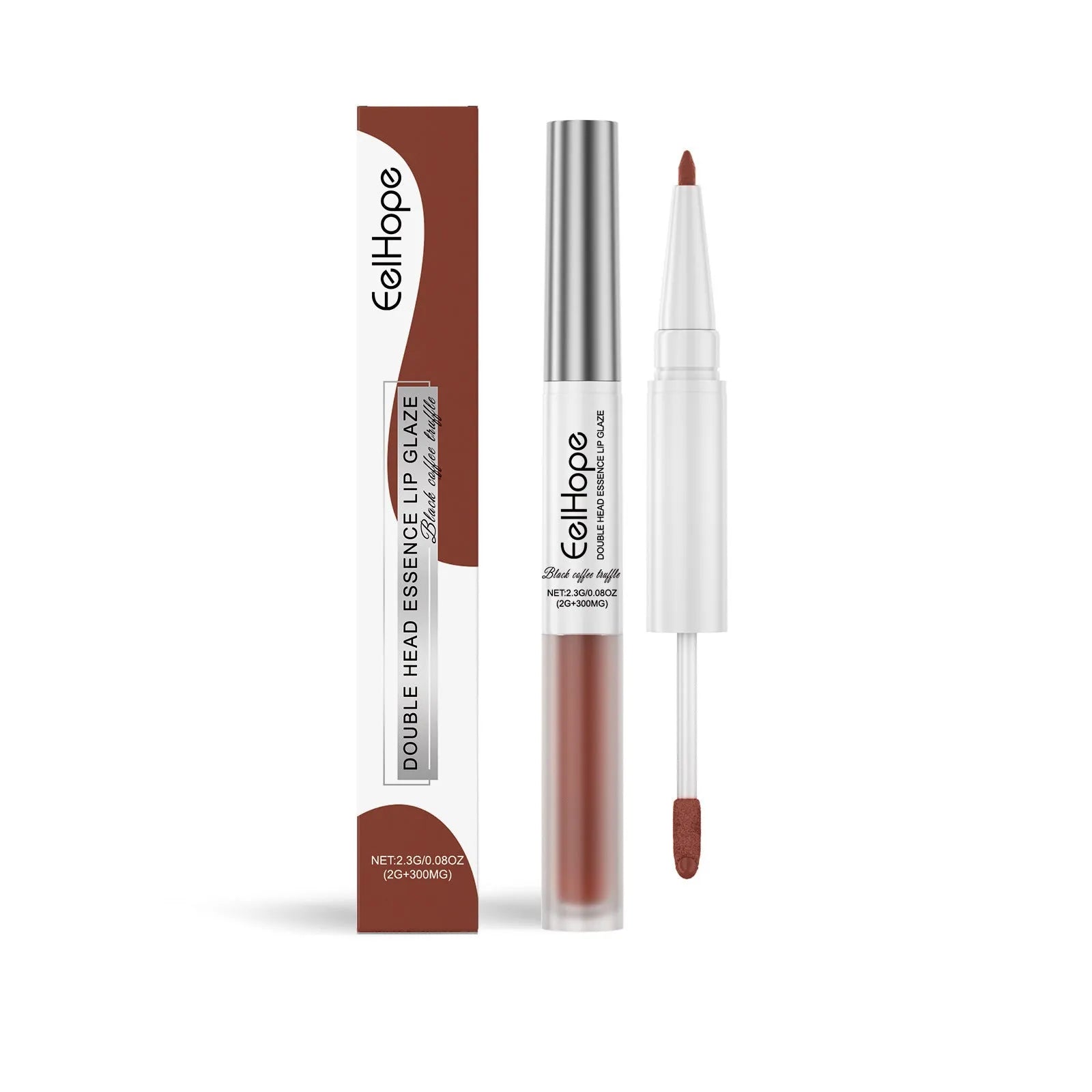 Double-headed lip liner and lip lacquer pen lipstick in choice of three colours.