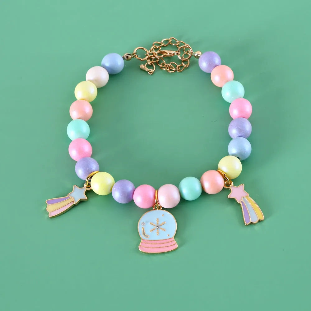 Colourful macaron-themed resin pet jewellery set with adjustable collar and bracelet for dogs and cats