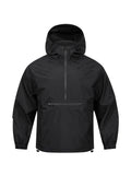 Men's Korean-style loose half-zip hooded jacket in corduroy fabric with rabbit fur composition
