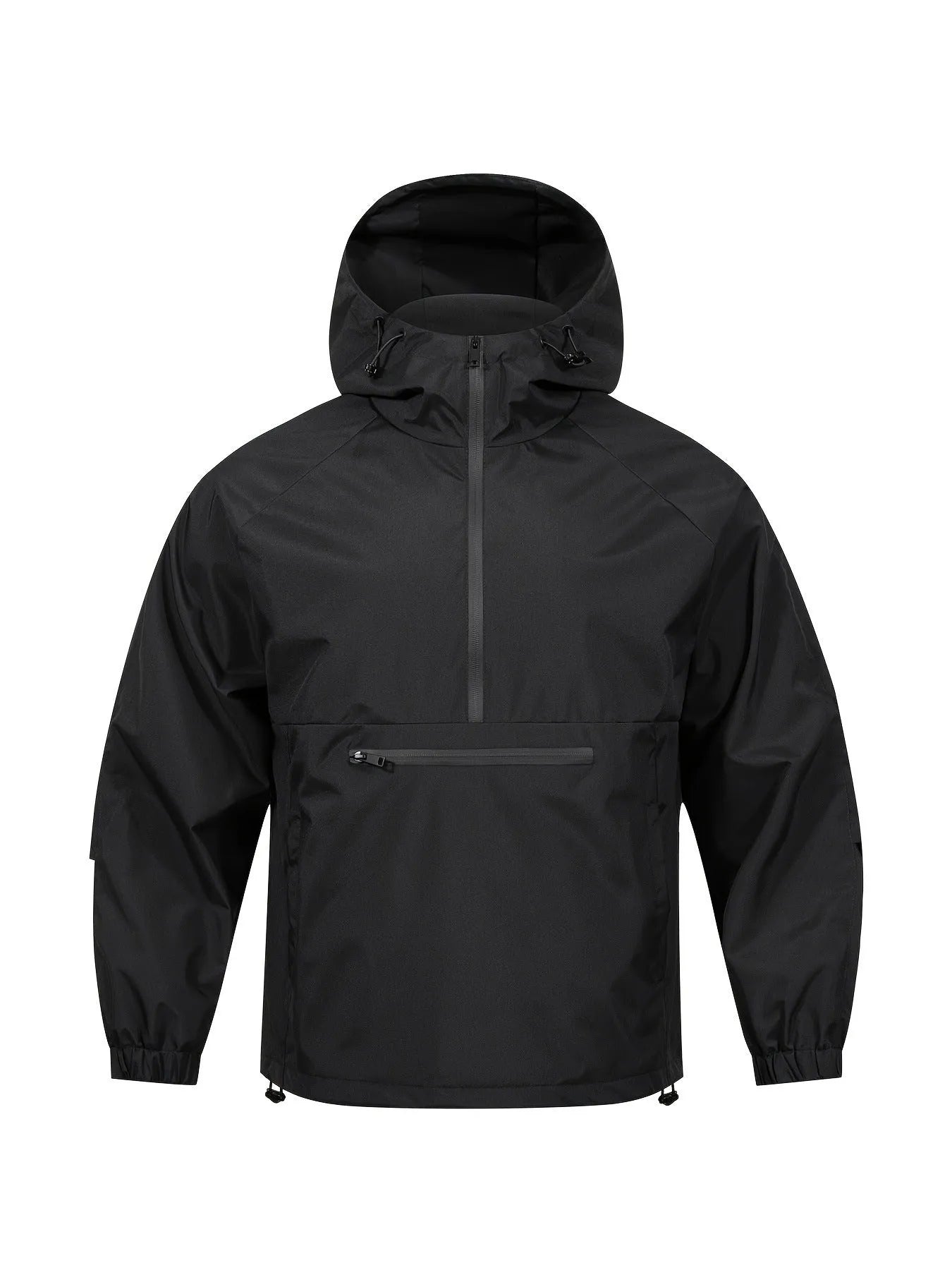 Men's Korean-style loose half-zip hooded jacket in corduroy fabric with rabbit fur composition