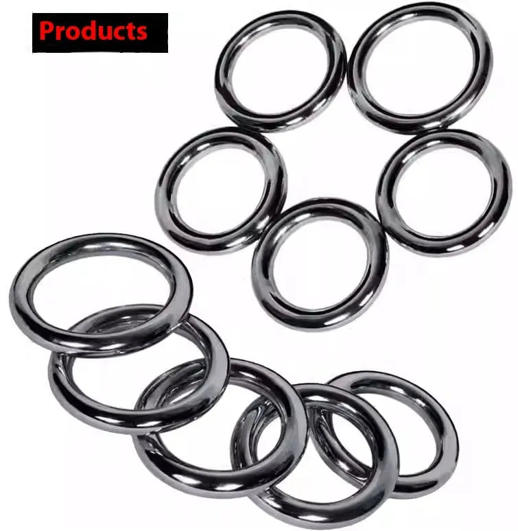 Wing Chun carbon steel power training ring shown in three different sizes for martial arts conditioning.