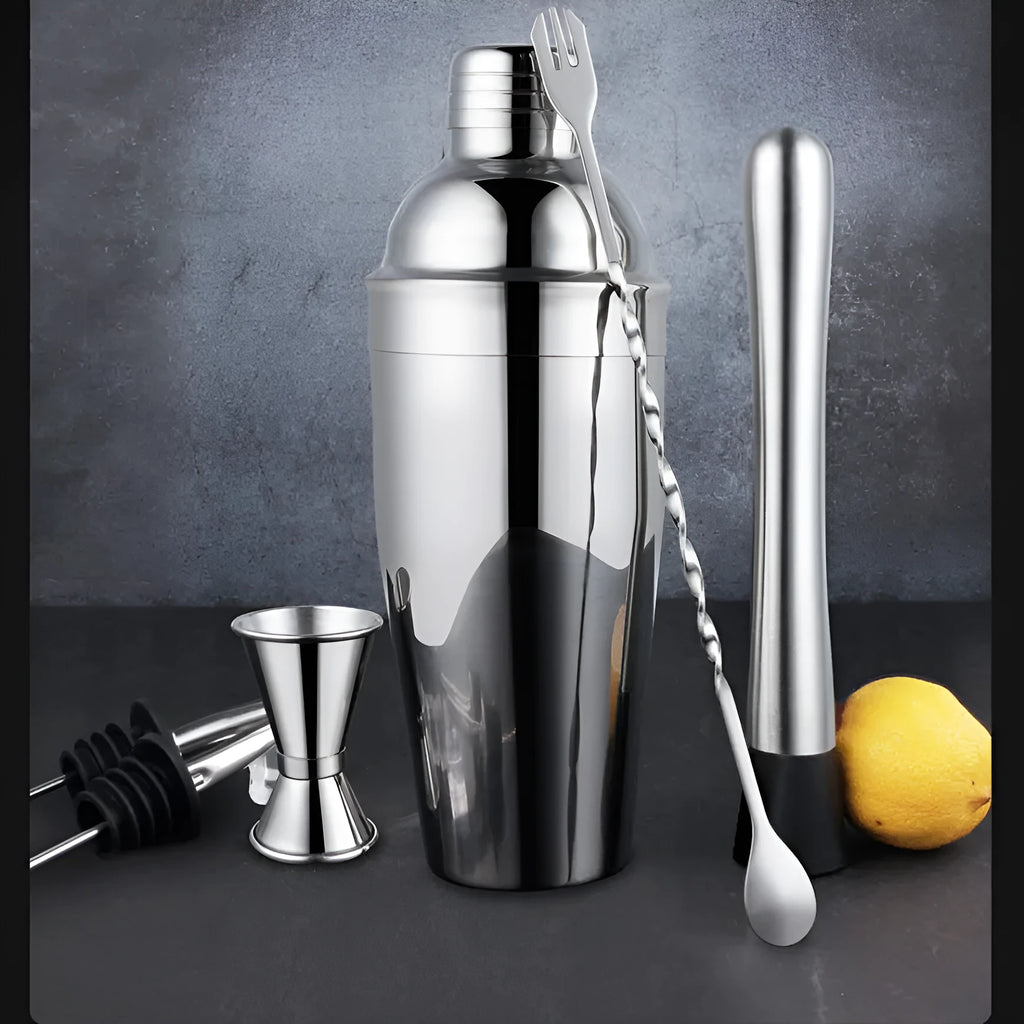 23-piece stainless steel cocktail set with bartender tools and European style acrylic accessories