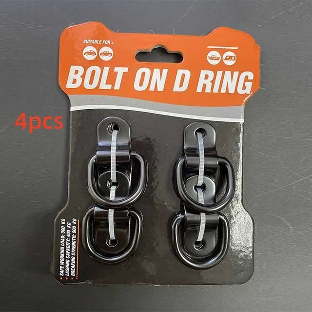 Black carbon steel floor hook with galvanised pull ring for truck cargo organisation