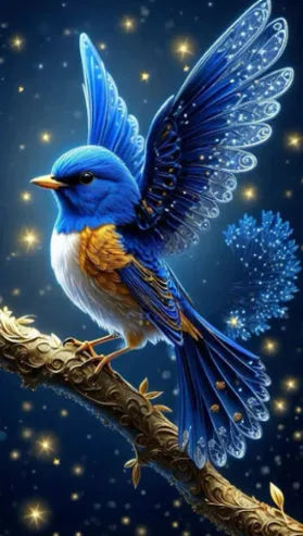 Blue Bird design diamond painting kit on 60x100cm canvas with rhinestone decorations
