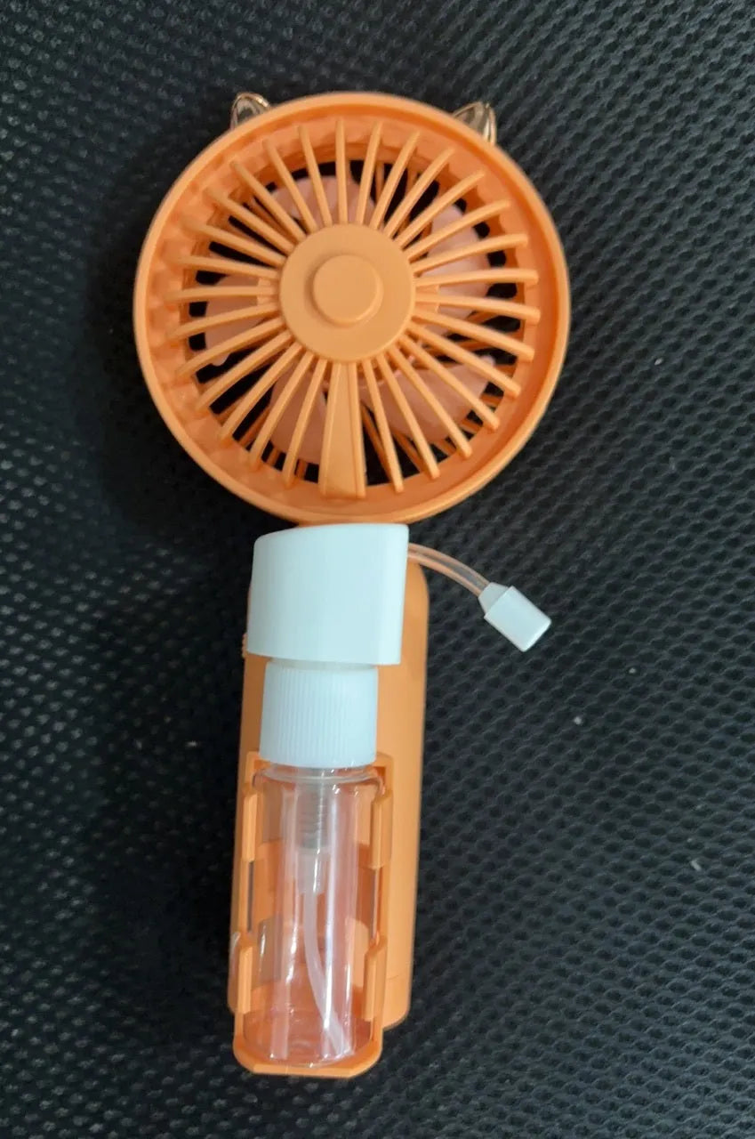 USB rechargeable plastic desk fan in five colour options showing 20 cm blades