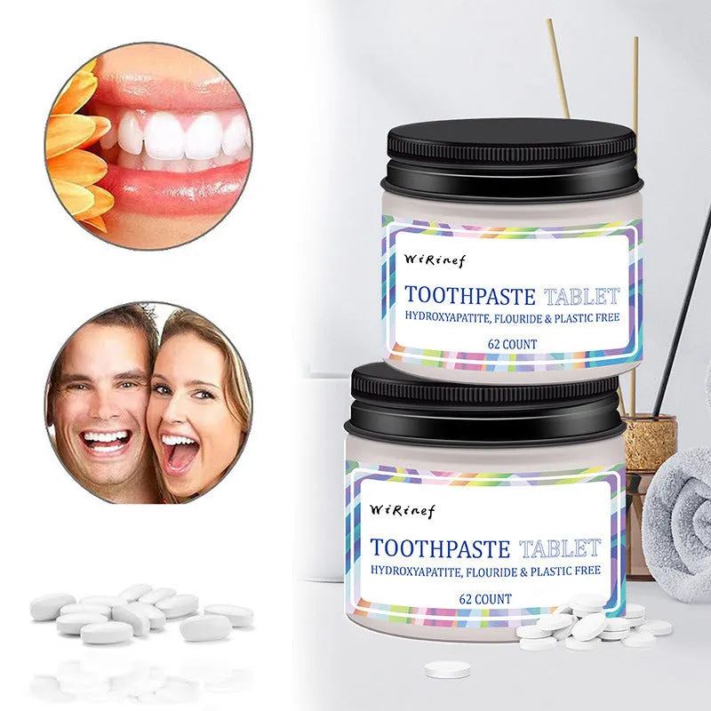 62-count portable toothpaste tablets in solid TP19 formulation for general oral cleaning