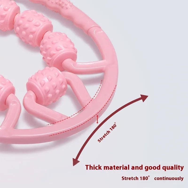 Ring clip leg massager roller with twelve wheels in macaron pink colour