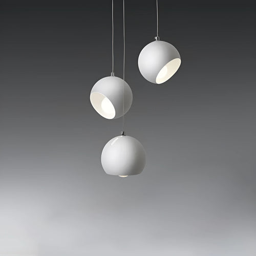 Modern Nordic-style ball chandelier table lamp in Moon White finish on a wooden surface.