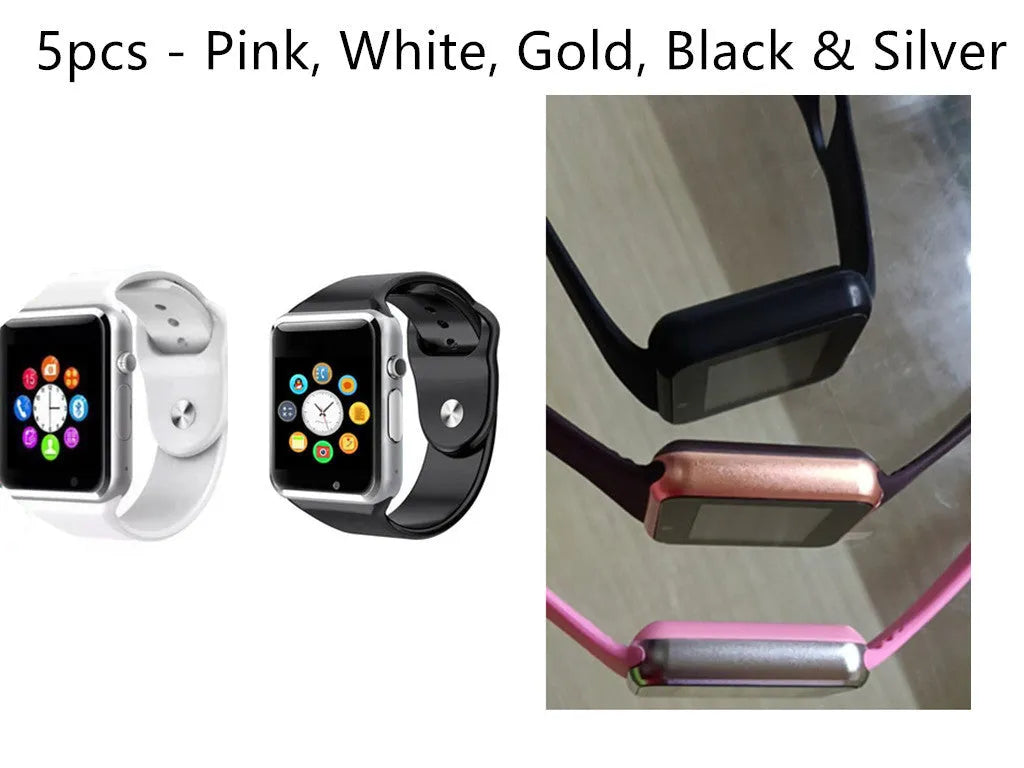 A1 smart watch with 1.54-inch screen showing camera, Bluetooth and GSM connectivity options