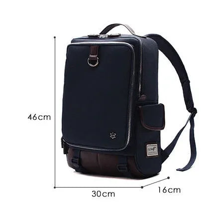Men's Oxford cloth backpack with multiple compartments shown in Army Green colour