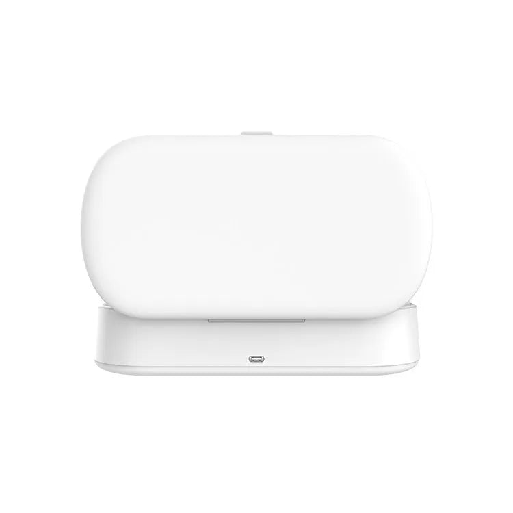White ABS wireless UV steriliser box for phones and jewellery with USB cable.