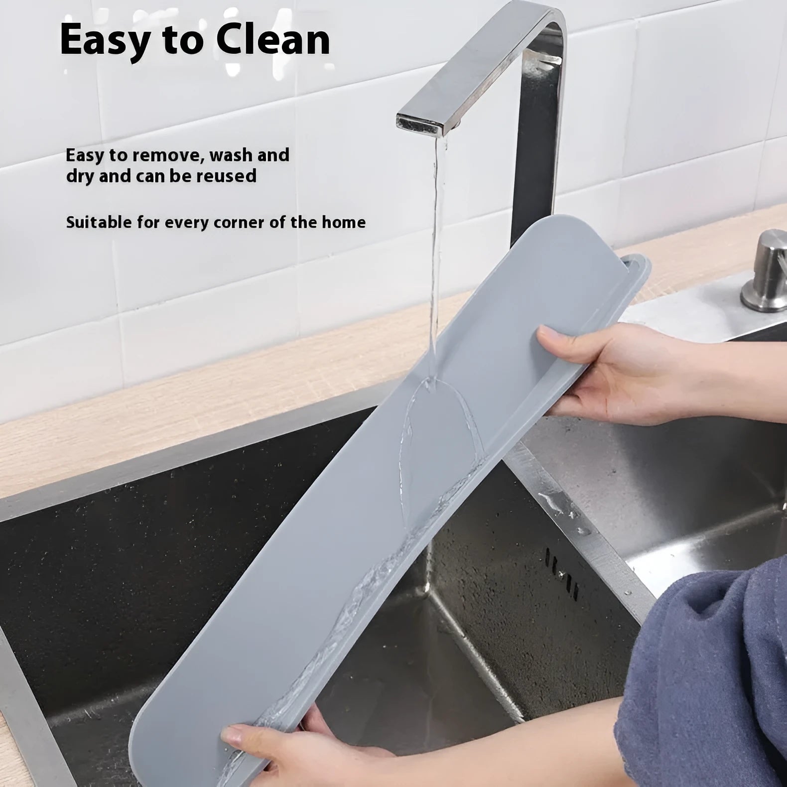 Silicone sink water blocking plate in grey colour with dimensions 52x5x85mm