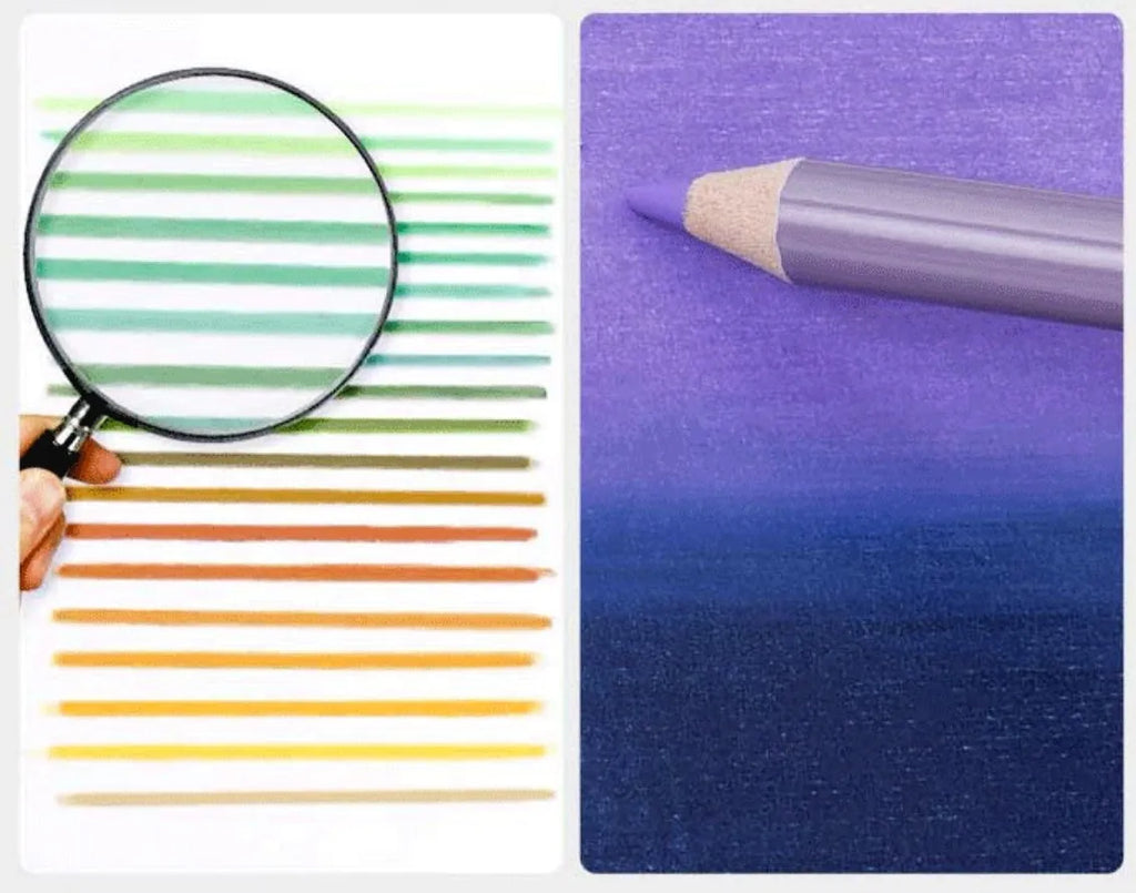 Boxed set of 72 coloured soft core art pencils with basswood barrels for drawing and exams.