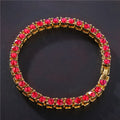 Men's geometric hip hop bracelet with single row rhinestones and zirconia tennis charm