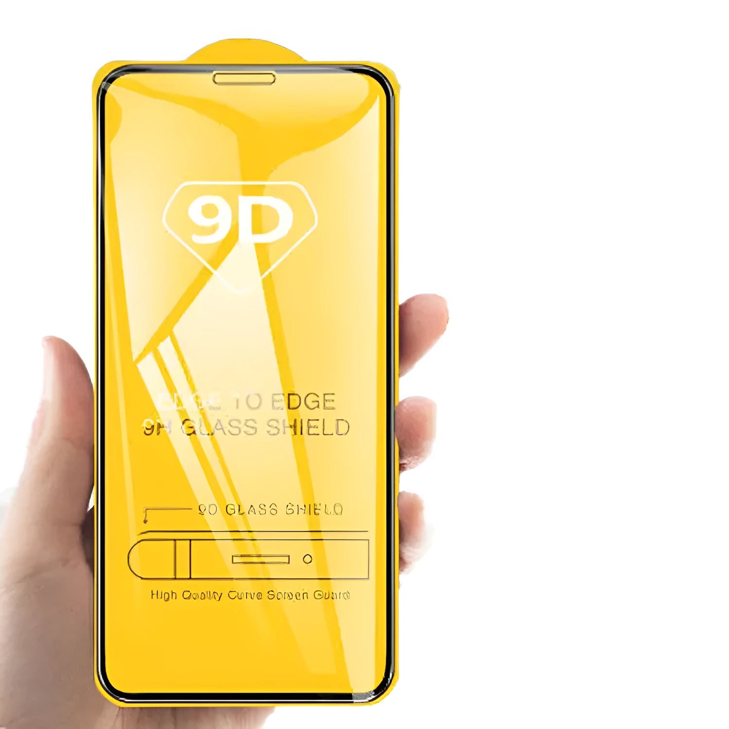 Black tempered glass screen protector for Xiaomi smartphones showing full coverage design