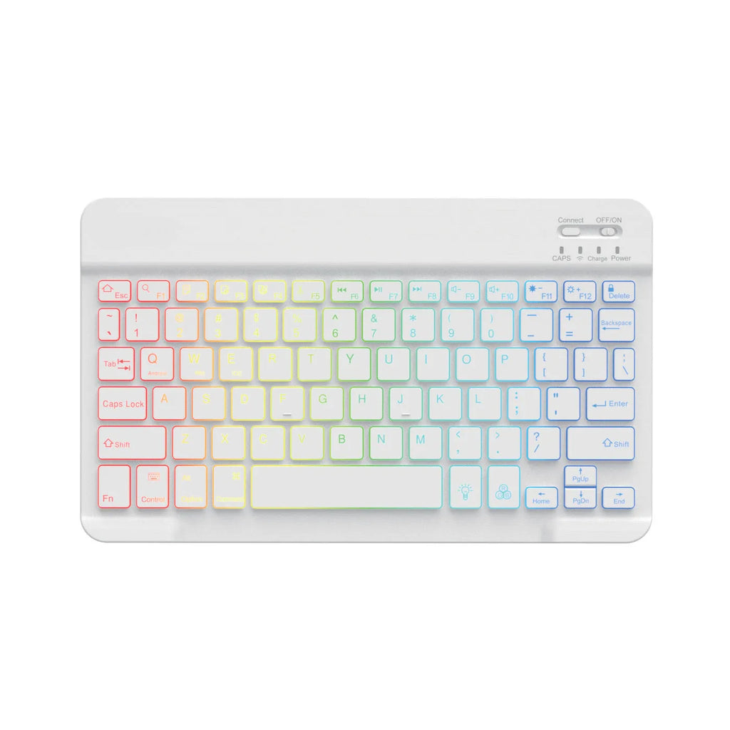 10-inch Bluetooth backlit keyboard with colourful LED lighting for tablet typing