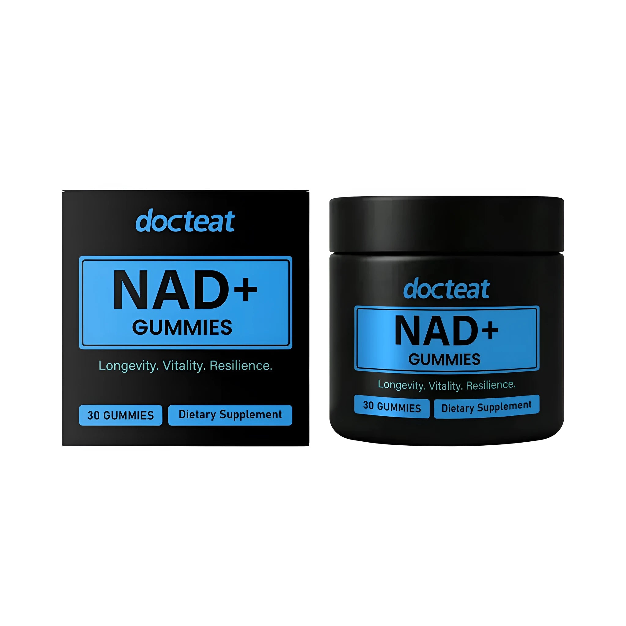 Green soft candy NAD+ supplement gummies in tub with nicotinamide nucleoside