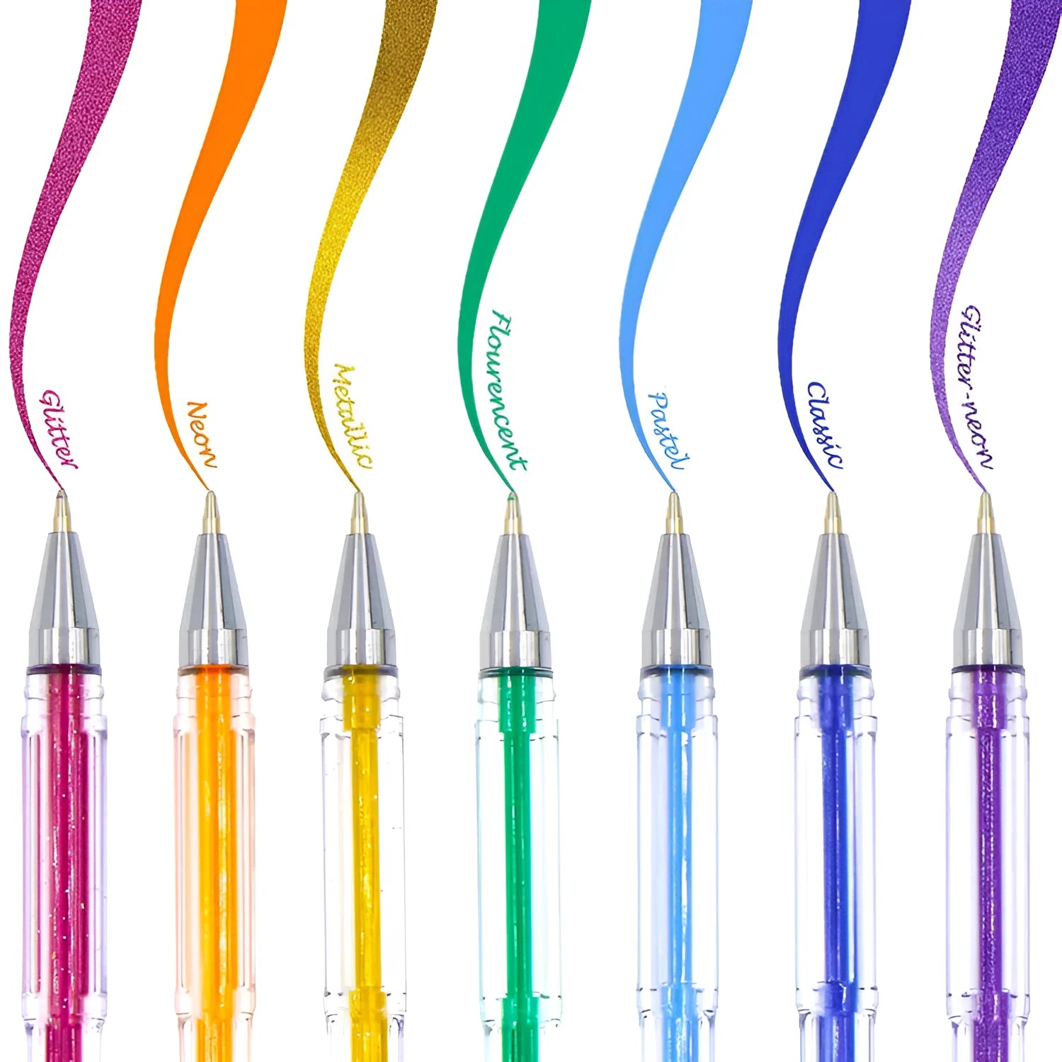 100 gel pens with watercolour ink and highlighter function in plastic barrels