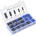 60-piece pneumatic push-in connector kit with R1/4 and R1/2 thread interfaces