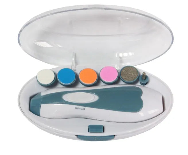 Ultra-quiet baby electric nail polisher manicure kit with night light in assorted colours.