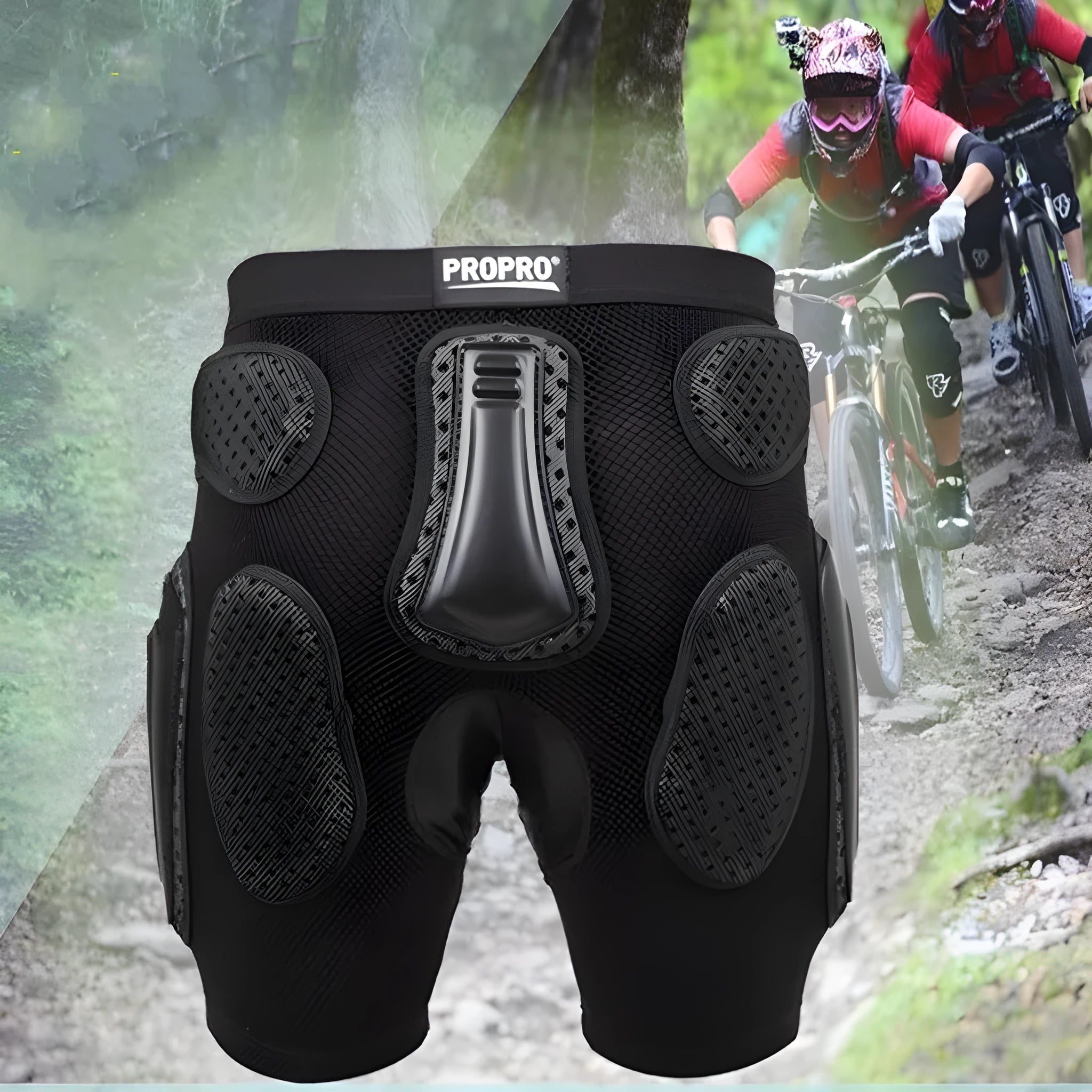 Black cycling hip protection pants with multifunctional design for sports safety
