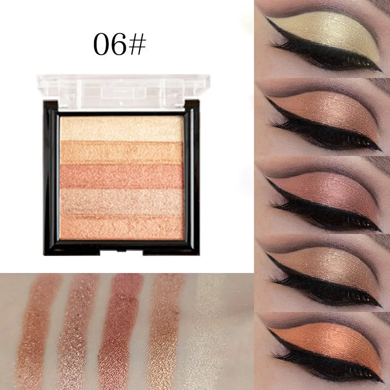 Highlight eye shadow palette with six colour variations for natural three-dimensional contouring effects