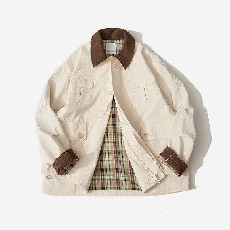 Green casual jacket with side seam pockets and long sleeves for men and women