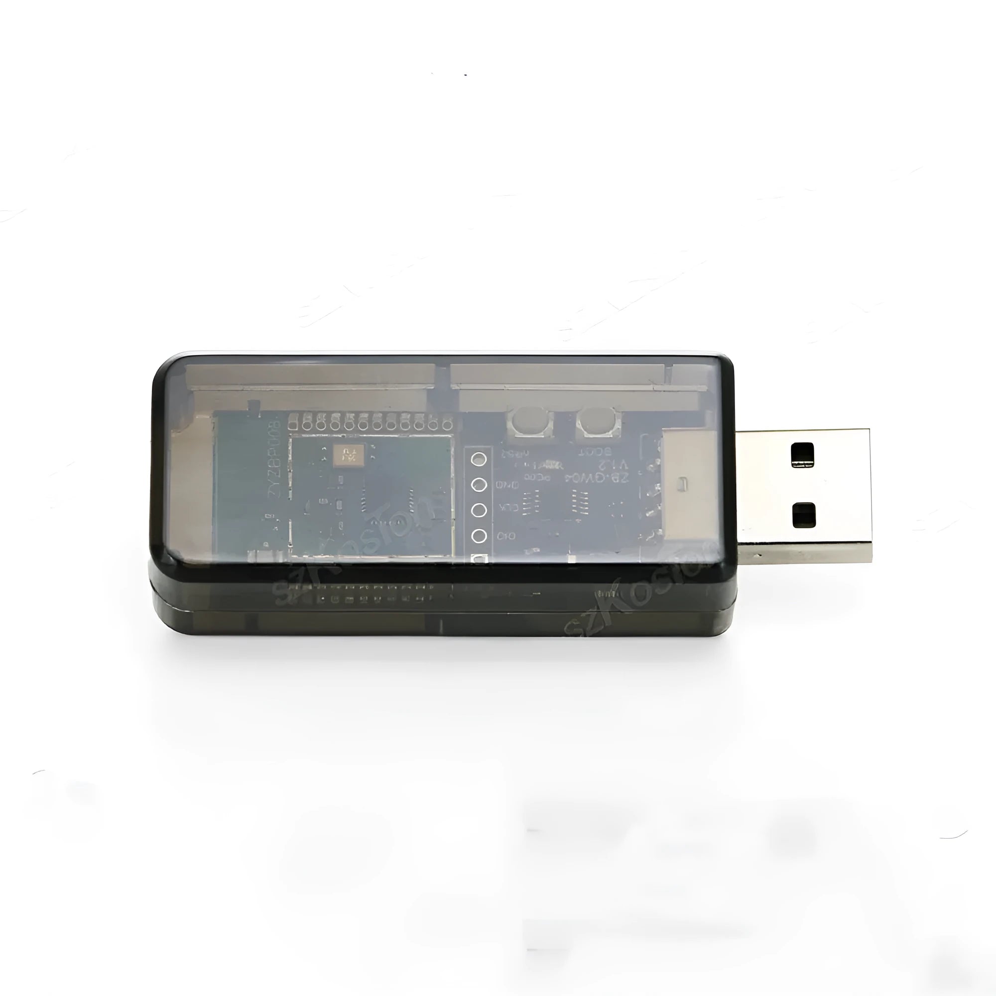 Silicon Labs EFR32MG21 Zigbee 3.0 USB dongle in plastic shell for smart home gateways.
