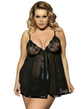Plus size women's lingerie sleepdress with lace detailing in purple colour