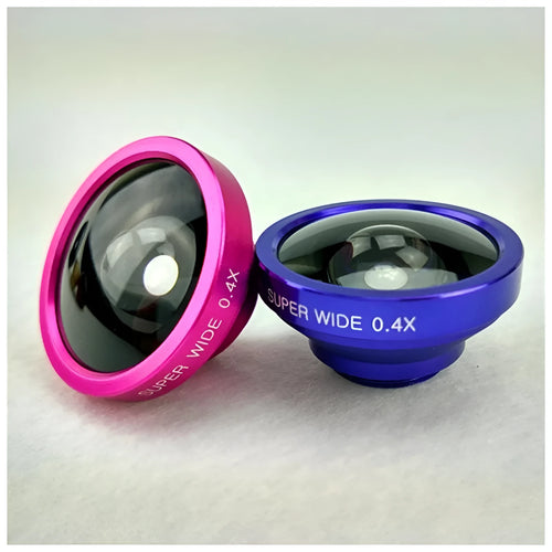 Smartphone 3 in 1 lens kit with fisheye, wide angle and macro lenses in aluminium alloy