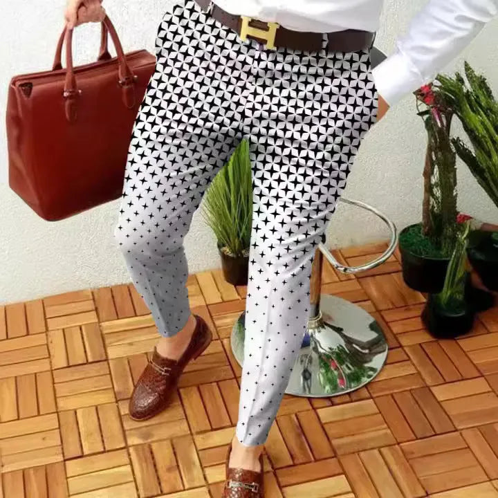 Men's slim-fit plaid trousers in RKKZ49 colour with straight leg and micro-elastic fabric.