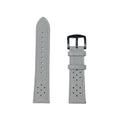 Universa 20mm 22mm leather watch strap in black on white background