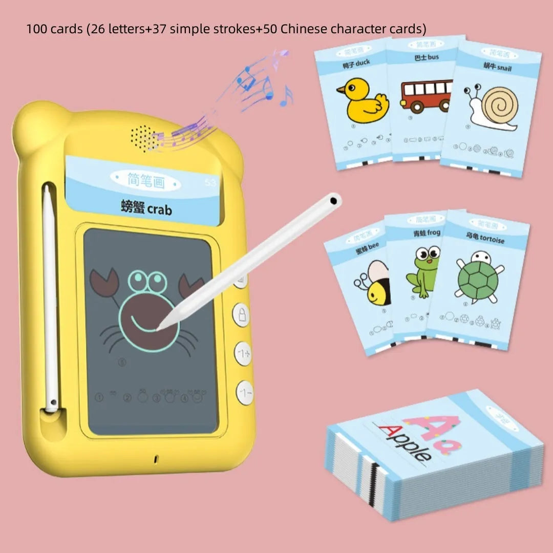 Yellow ABS bilingual early education learning machine with educational cards
