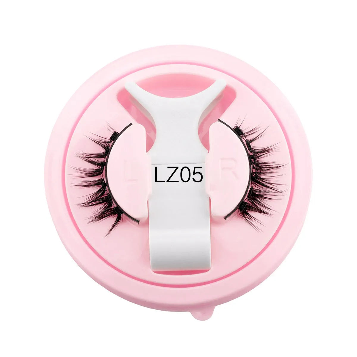 Reusable waterproof false eyelashes in a set, showing thick artificial fibre lashes.